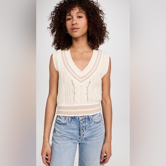 rag & bone V-Neck Sweater in Cream and Tan - Picture 5 of 5